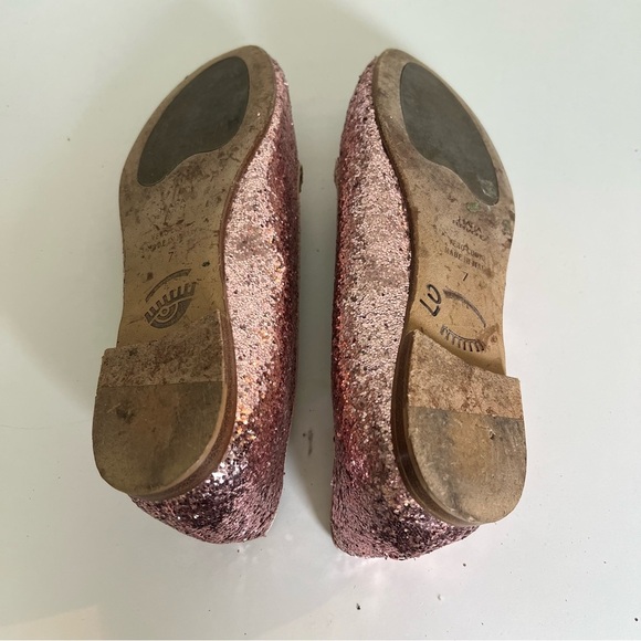 Chiara Ferragni Flirting Winking Eye Pink Glitter Ballet Flats Size 7 - Picture 9 of 11